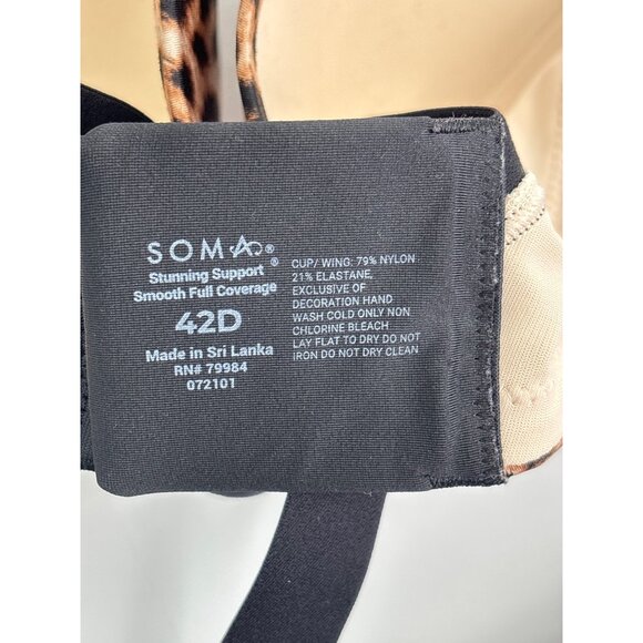 Soma Stunning Support Smooth Full Coverage Animal Print Black 42D - Picture 4 of 4